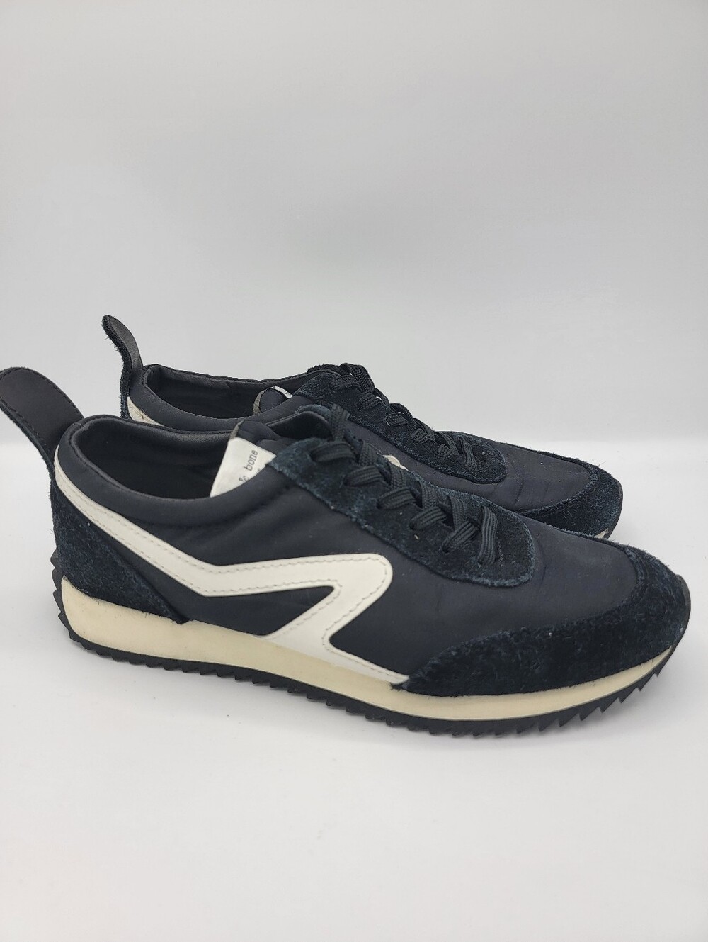 Rag & Bone Women's Black Casual Runner Sneakers with White Accent - Picture 2 of 9